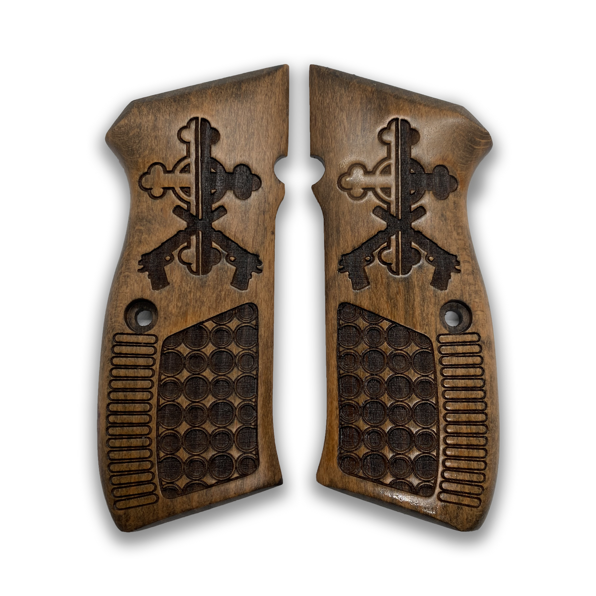 ZIB GRIPS CZ-75 Handmade Beech Wood Gun Grips With Laser Engraving - Ars.054