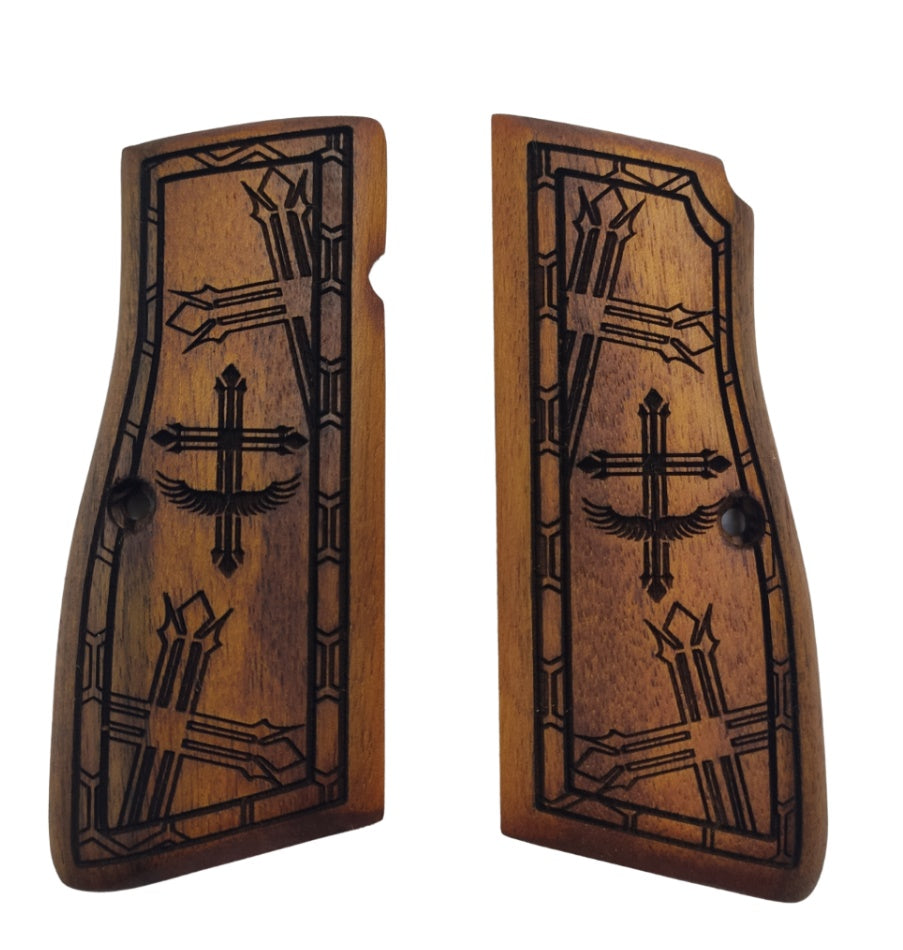 Browning Kappe ZIB GRIPS Holzgriffe Für Browning HP – Handgefertigt Aus Buchenholz, Mit Logo, Für HP 14 & SA 35 Zib Grips Handgefertigt