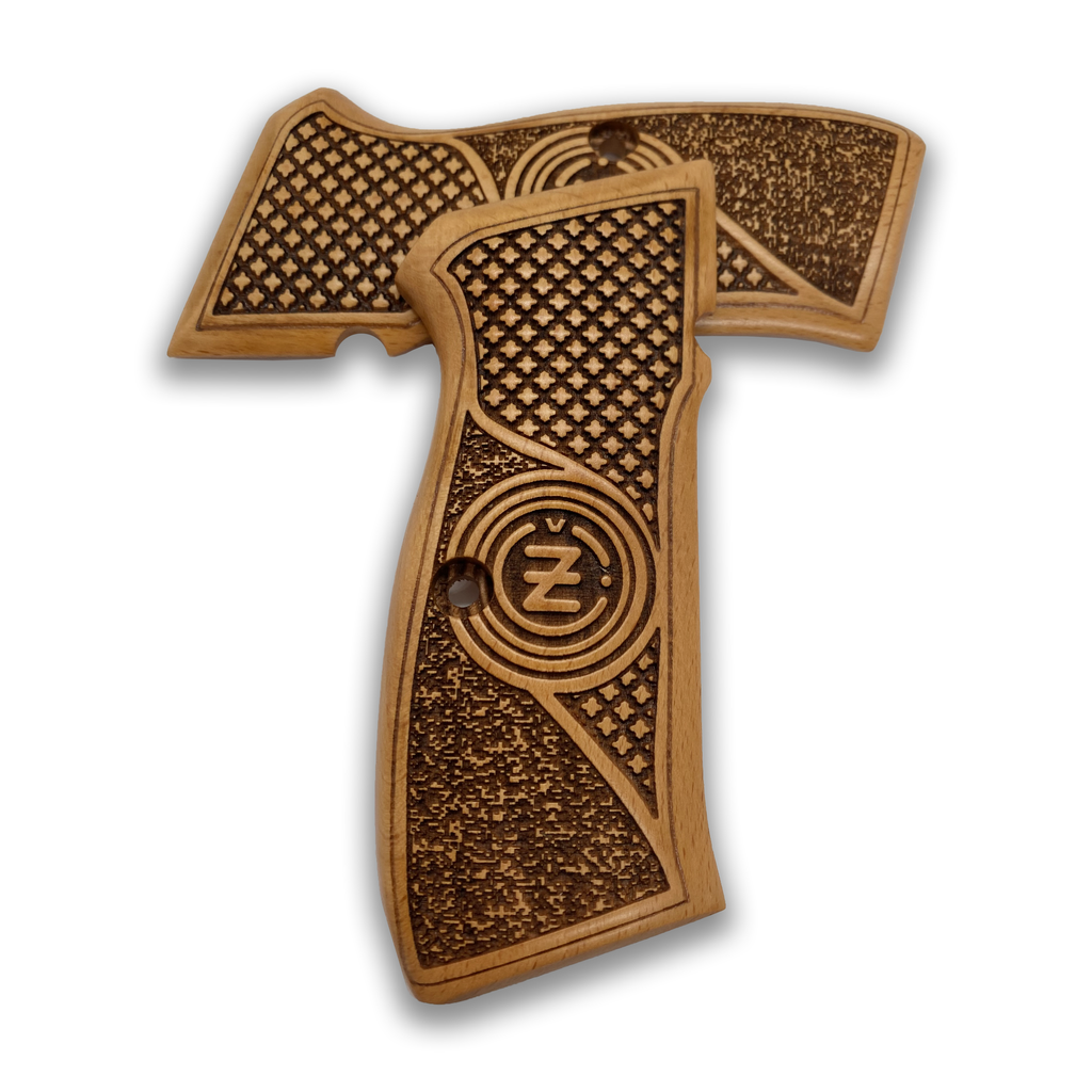 Laser Engraved Pistol Grips ZIB GRIPS Wooden Grips For CZ-75 / CZ-85 / SP-01 – Handmade Beech Wood With Brass Logo Golf Club Grips Laser Engraved Pistol Grips ZIB GRIPS Wooden Grips For CZ-75 / CZ-85 / SP-01 – Handmade Beech Wood With Brass Logo Golf Club Grips