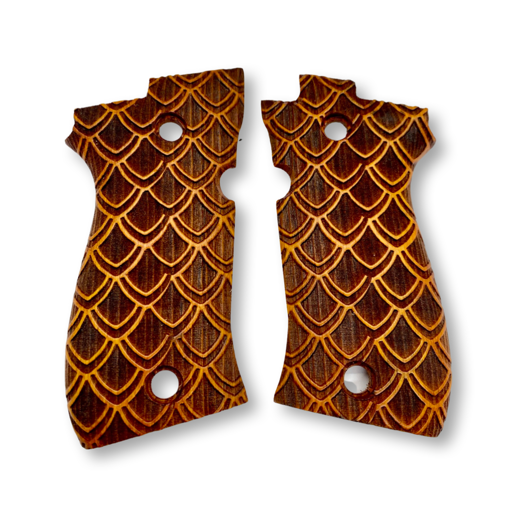 ZIB GRIPS Beretta F 81 Pistol Grip Handmade From Walnut Wood Dracarys Pattern r2