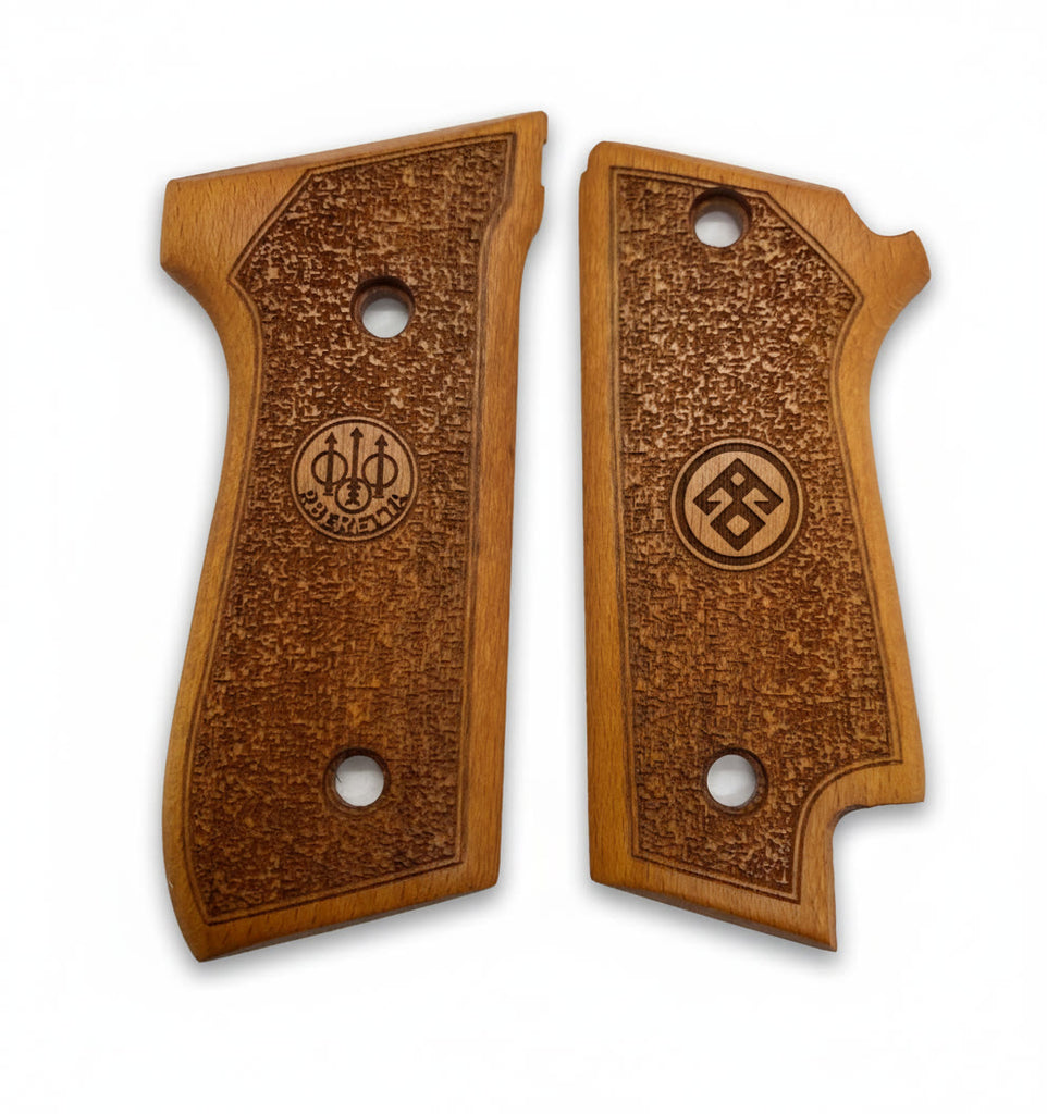 92 Early (Pre-F) Pistol Grip — Beech wood Honey Hand-engraved 3D pattern  — ZIB Grips