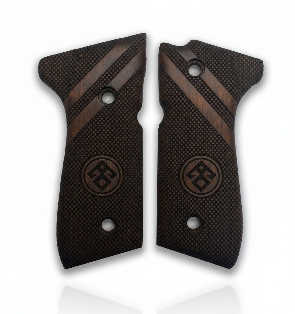 92FS M9 96 Pistol Grip — Beech wood Walnut Hand-engraved 3D pattern  — ZIB Grips