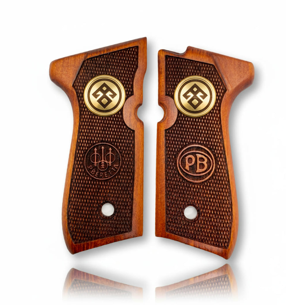 92FS M9 96 Pistol Grip — Beech wood Oak Hand-engraved 3D pattern  — ZIB Grips