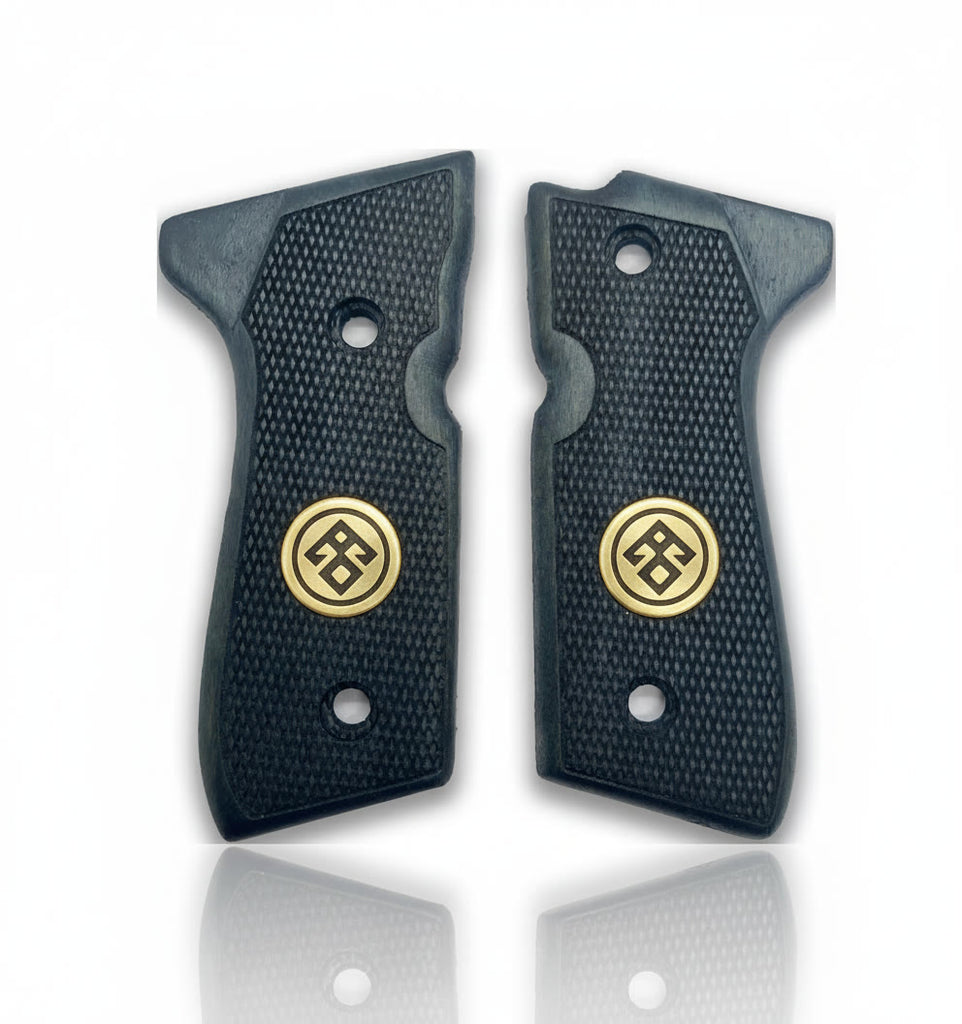 92FS M9 96 Pistol Grip — Beech wood Blue Hand-engraved 3D pattern  — ZIB Grips