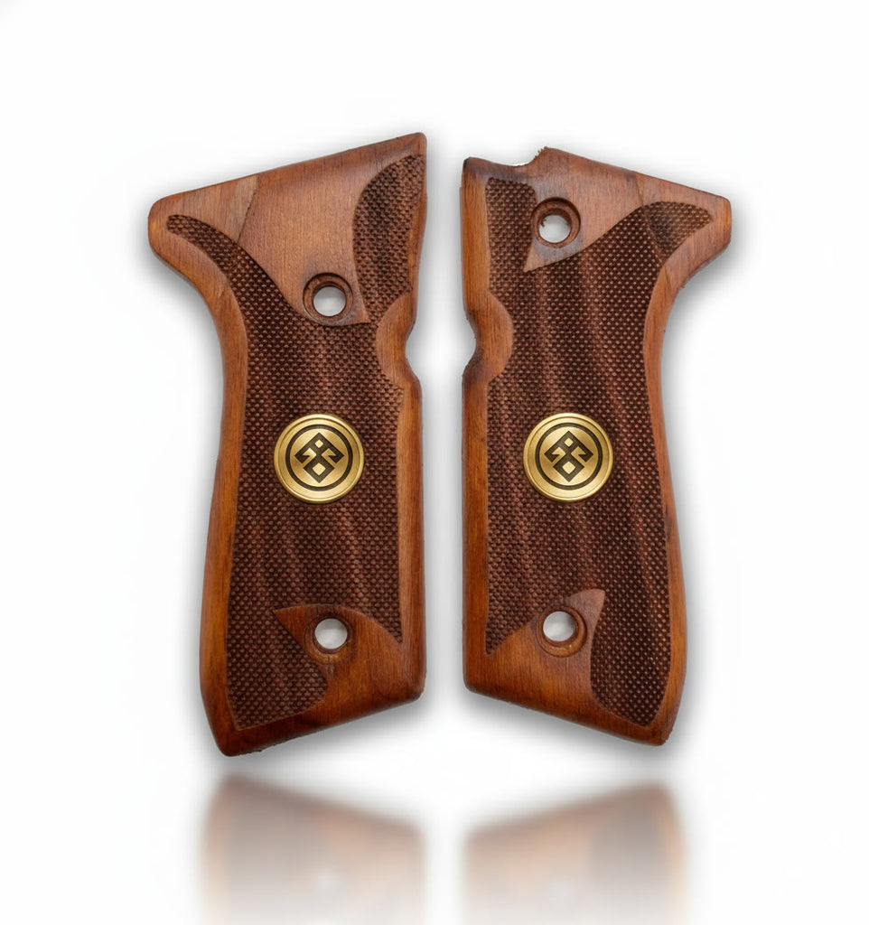 92FS M9 96 Pistol Grip — Beech wood Oak Hand-engraved 3D pattern  — ZIB Grips