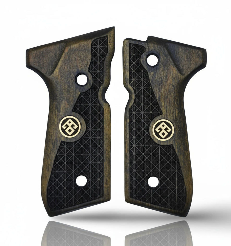 92FS M9 96 Pistol Grip — Beech wood Light Oxide 3D engraved pattern with  — ZIB Grips