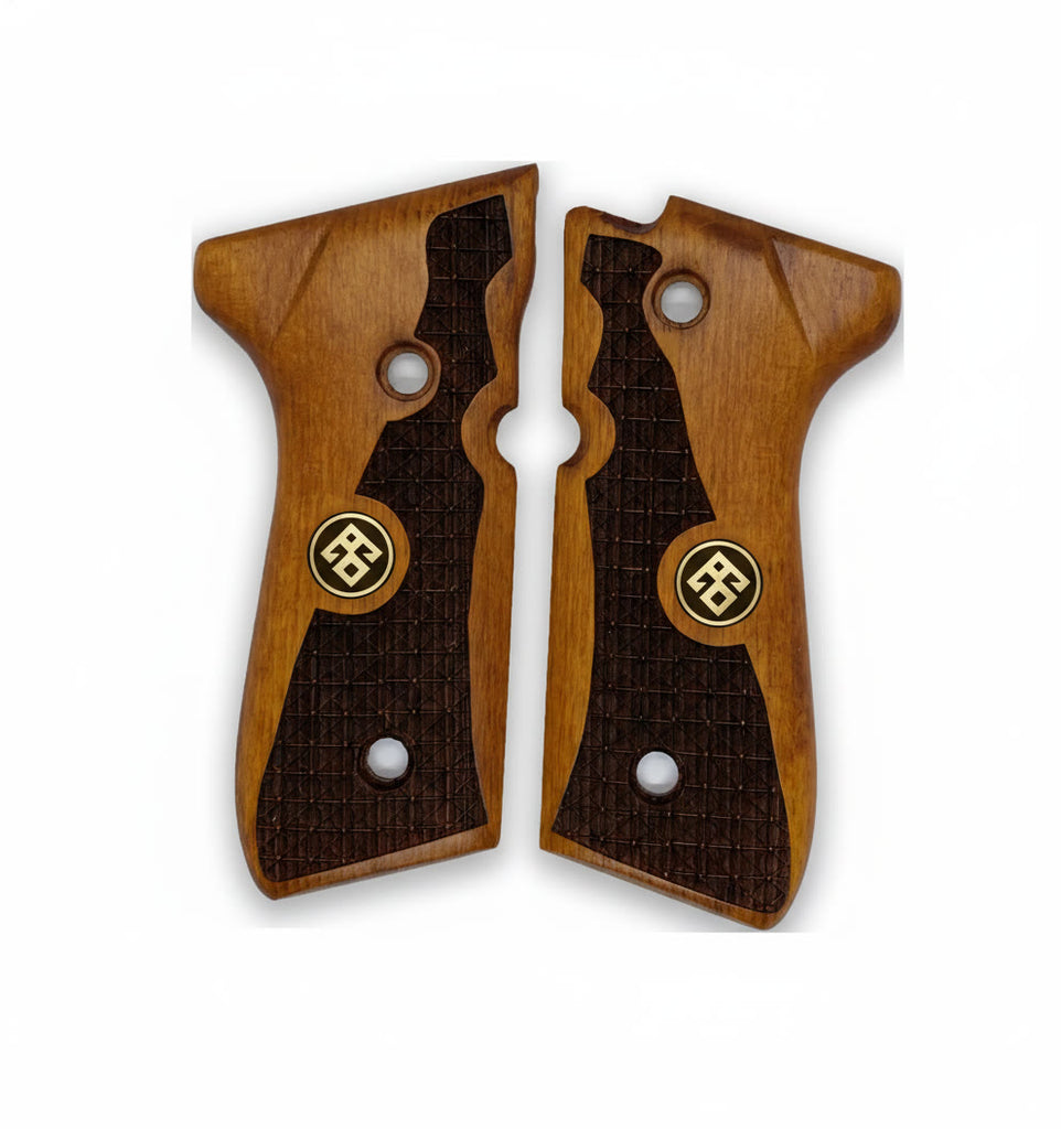 92FS M9 96 Pistol Grip — Beech wood Honey 3D engraved pattern with  — ZIB Grips