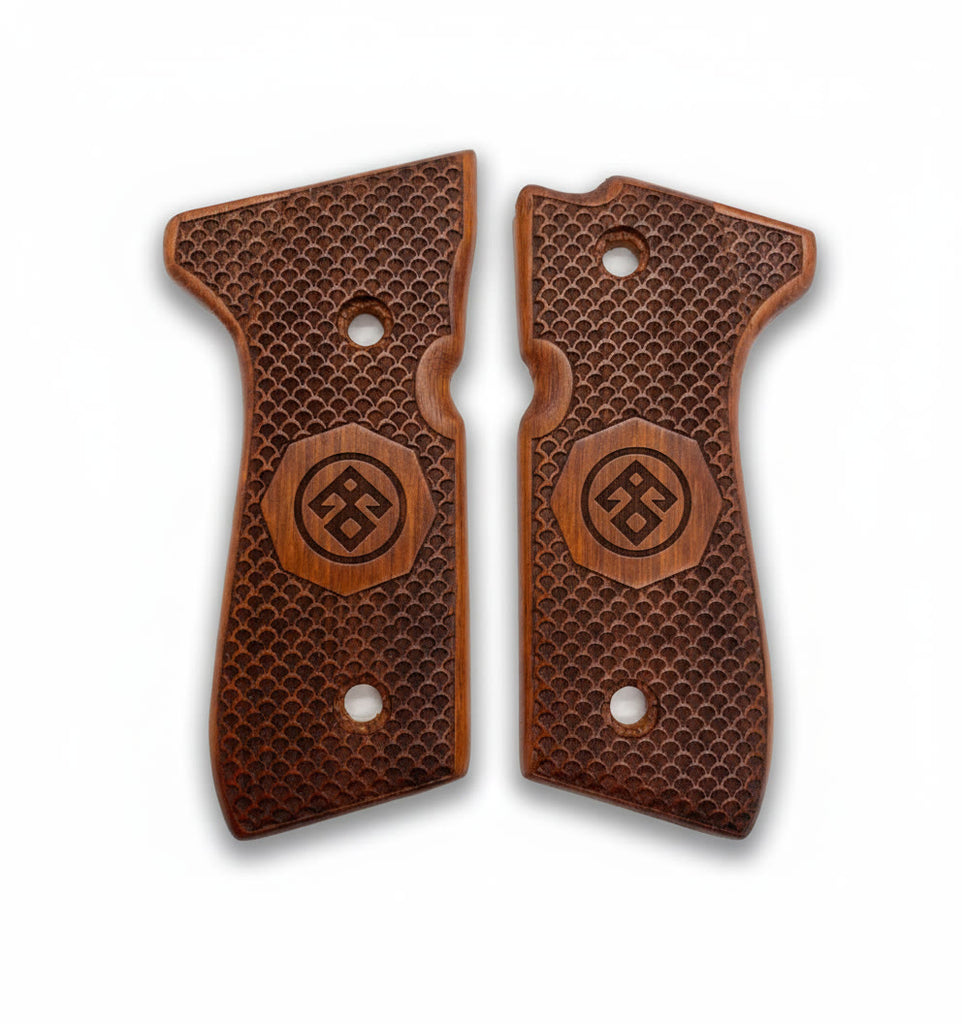 92FS M9 96 Pistol Grip — Beech wood Oak Hand-engraved 3D pattern  — ZIB Grips