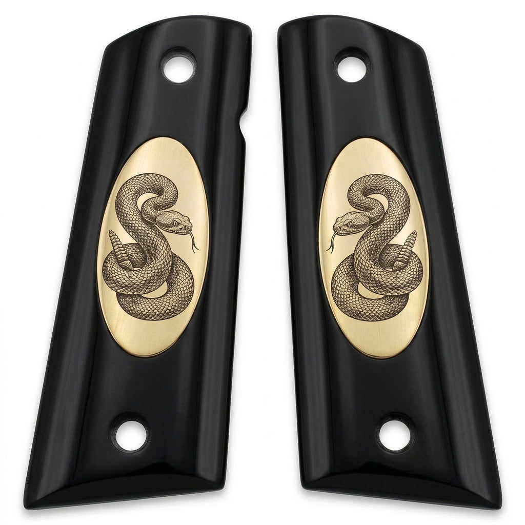 Colt 1911 Hardwood Grip — Coiled Rattlesnake — ZIB Grips