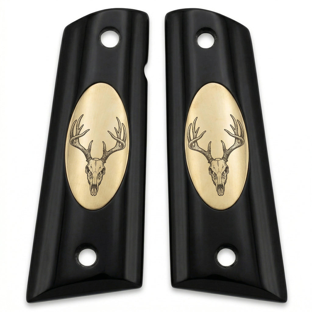 Colt 1911 Hardwood Grip — Deer Skull with Antlers — ZIB Grips