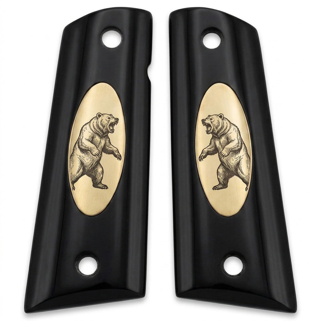 Colt 1911 Hardwood Grip — Standing Roaring Grizzly Bear — ZIB Grips