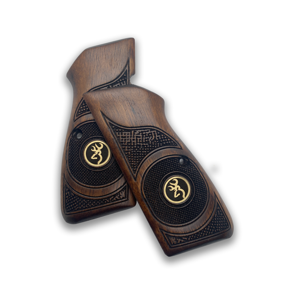 Zib Grips Handmade Wood Grips For Browning Hi-Power, Springfield SA-35, Tisas Br-9 - Beech, Multi-Color, Laser Engraved