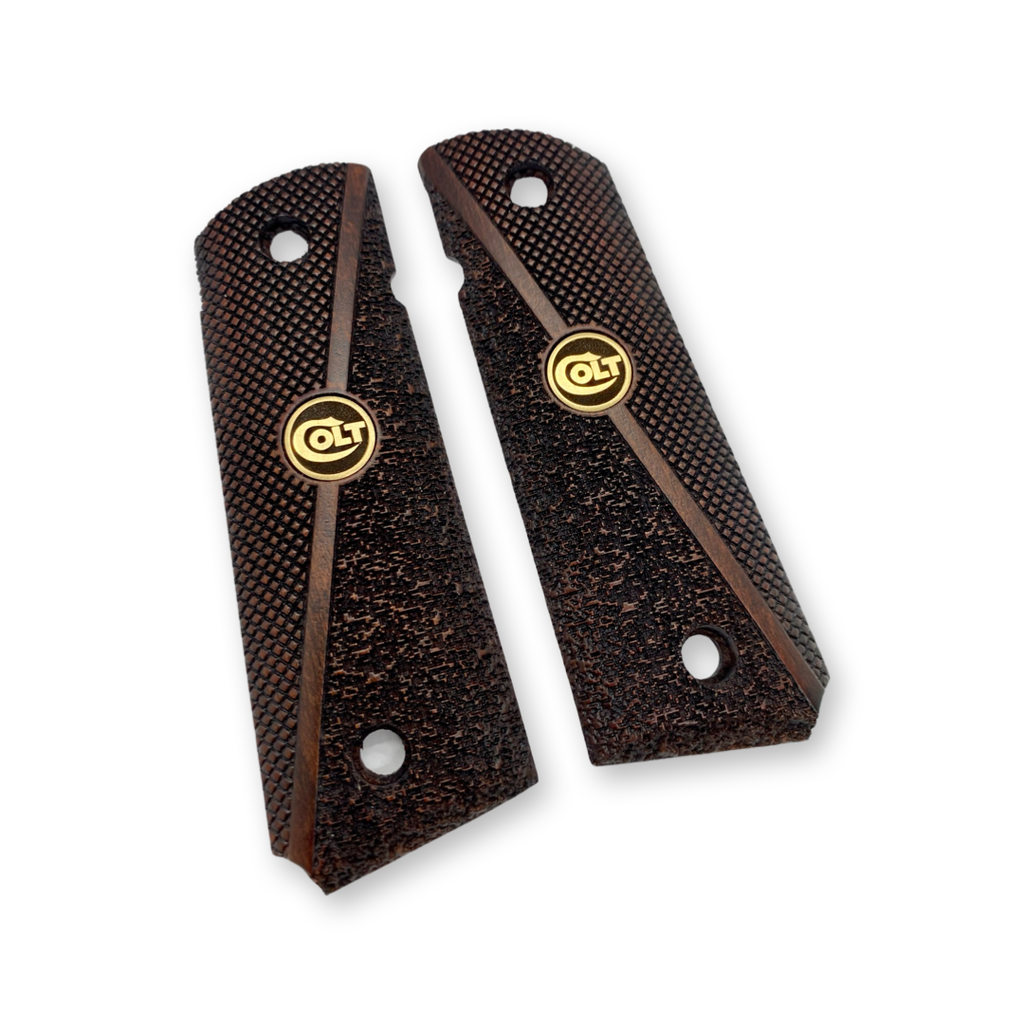 Poignées ZIB Grips Pour Pistolet Colt 1911 Government/Commander - Bois De Hêtre Gravé Laser, Multi